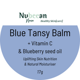 Blue Tansy Balm + Vitamin C and Blueberry Seed Oil in a glass jar