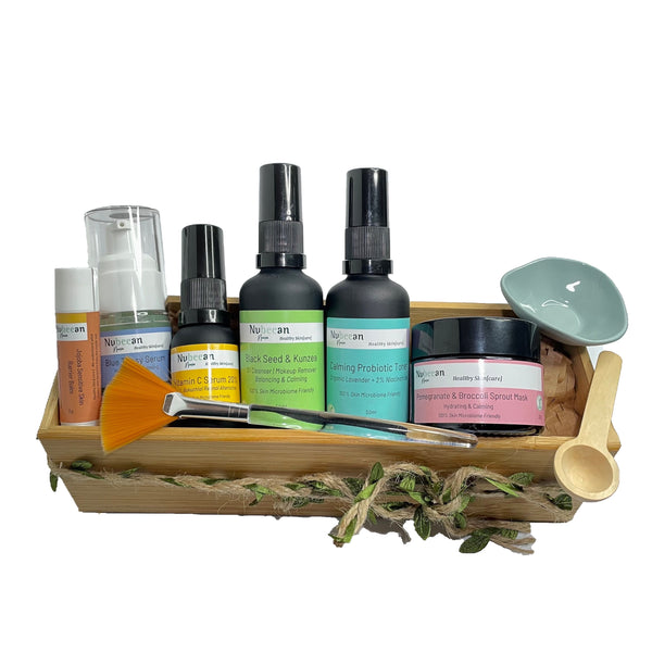 Holistic Face Care Essentials Pack in bamboo gift pack. Nutritionist formulated Healthy Skincare.
