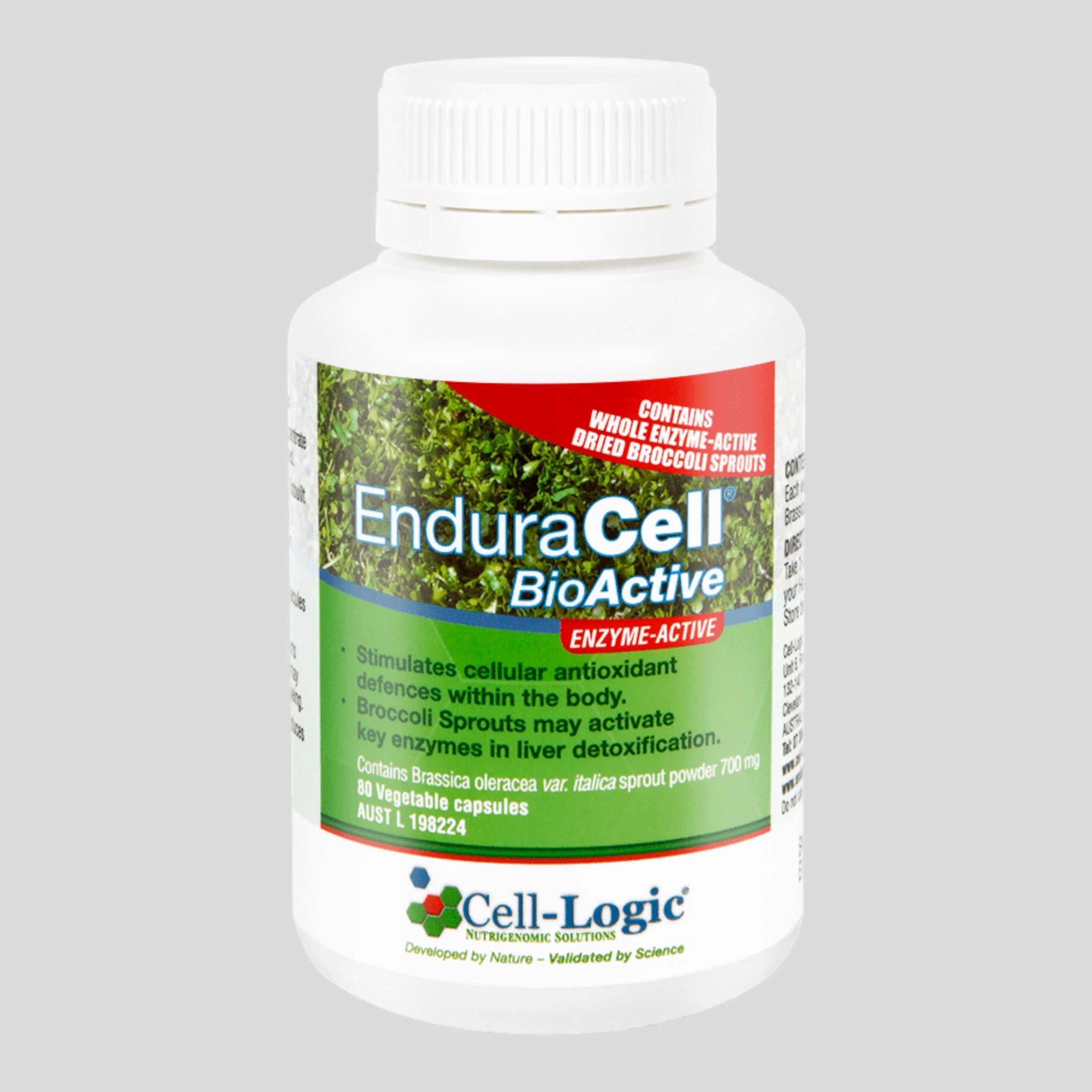 CellLogic EnduraCell BioActive Broccoli Sprout 80 capsules Nubeean Noosa